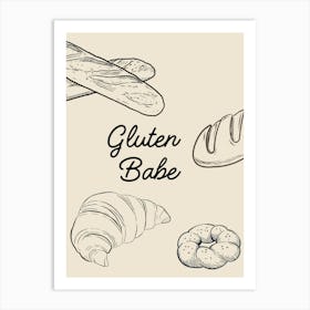 Gluten Babe B&W Poster Art Print