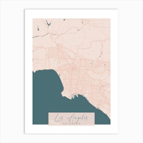 Los Angeles California Pink and Blue Cute Script Street Map Art Print