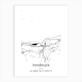 Innsbruck,Austria Minimalist Map Art Print