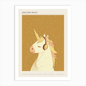 Unicorn Listening To Music With Headphones Muted Pastels 1 Poster Art Print