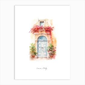 Lecce, Italy   Mediterranean Doors Watercolour Painting 1 Poster Art Print