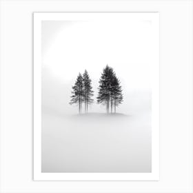 Three Trees In The Fog 1 Art Print