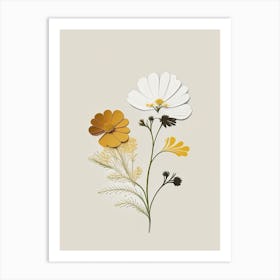 Feverfew Spices And Herbs Retro Minimal 2 Art Print