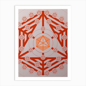 Geometric Abstract Glyph Circle Array in Tomato Red n.0083 Art Print