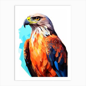 Colourful Geometric Bird Red Tailed Hawk 1 Art Print