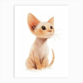 Sphynx Cat Clipart Illustration 2 Art Print