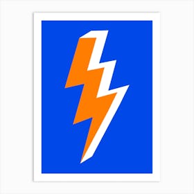 Triple Lightning Bolt Orange and Blue Art Print