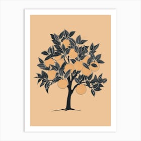 Orange Tree Minimalistic Drawing 4 Art Print