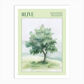 Olive Tree Atmospheric Watercolour Painting 2 Poster Art Print