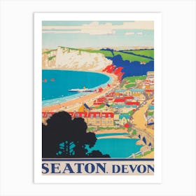 Seaton Devon England Vintage Travel Poster Art Print