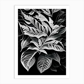 Myrtle Leaf Linocut 1 Art Print