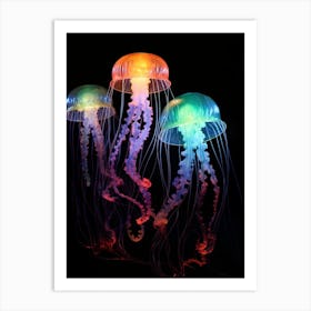 Irukandji Jellyfish Neon Illustration 4 Art Print