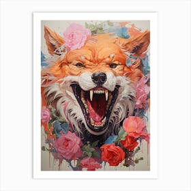 Fox With Roses Art Print