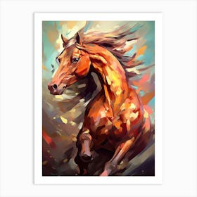 Brown Horse Painting On Canvas Art Print