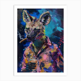 Animal Party: Crumpled Cute Critters with Cocktails and Cigars Hyena Art Print