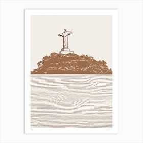 Christ Redeemer Statue 2 Rio De Janeiro Boho Landmark Illustration Art Print