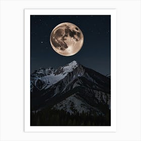 Full Moon Over Mountains Art Print