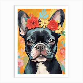 French Bulldog Portrait With A Flower Crown, Matisse Painting Style 3 Art Print