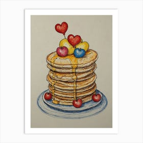 Heart Shaped Pancakes 1 Art Print