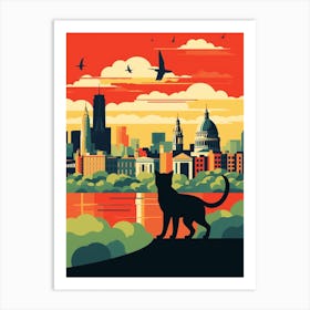 London, United Kingdom Skyline With A Cat 0 Art Print