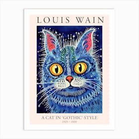 Louis Wain, A Cat In Gothic Style, Blue Cat Poster 5 Art Print