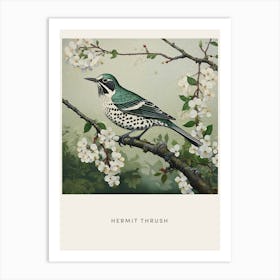 Ohara Koson Inspired Bird Painting Hermit Thrush 3 Poster Art Print