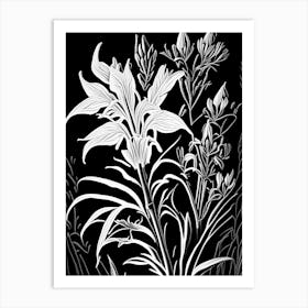 Cardinal Flower Wildflower Linocut Art Print