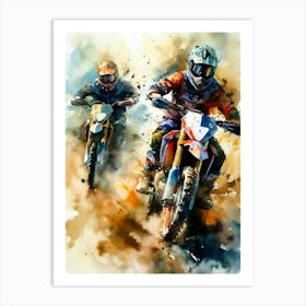 Watercolor Motorcycle Racers sport Art Print