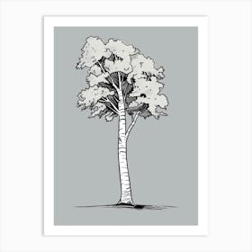 Birch Tree Minimalistic Drawing 3 Art Print