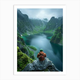 Man Looking At A Lake Art Print