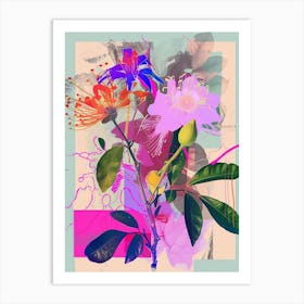 Bergamot 4 Neon Flower Collage Art Print