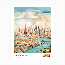 Melbourne, Australia, Geometric Illustration 1 Poster Art Print