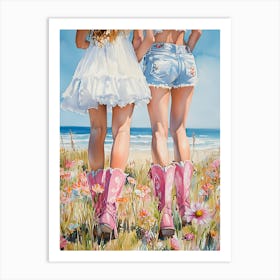 Cowgirls On The Beach 3 Art Print