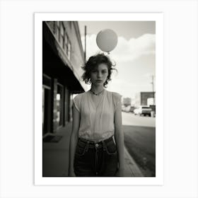 Woman Portrait Austin, Black And White Analogue Photograph 2 Art Print