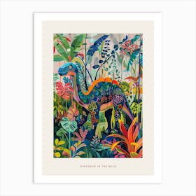 Colourful Dinosaur In The Wild Painting 1 Poster Art Print