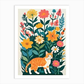 Cat In The Garden 1 Art Print