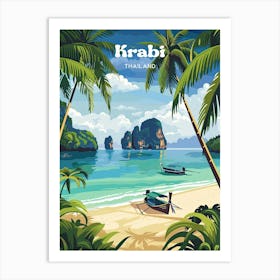 Krabi Thailand Island Vacation Travel Illustration Art Print