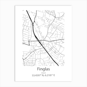 Finglas,Ireland Minimalist Map Art Print