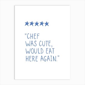 Food Review Blue Print Art Print