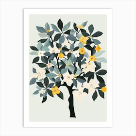 Mahogany Tree Flat Illustration 2 Art Print