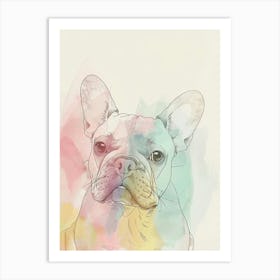 French Bulldog Pastel Watercolour Line Drawing 1 Art Print