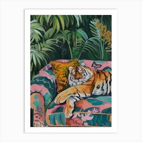 Tiger On Couch 1 Art Print