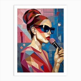 Woman With A Microphone Art Print