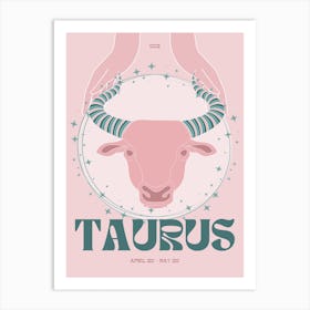 Pink Zodiac Taurus Art Print