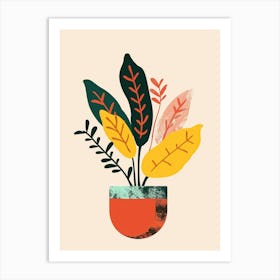 Croton Plant Minimalist Illustration 1 Art Print