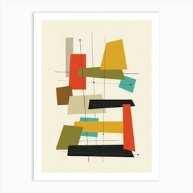 Mid Century Modern Abstract Shapes Pattern 2 Art Print