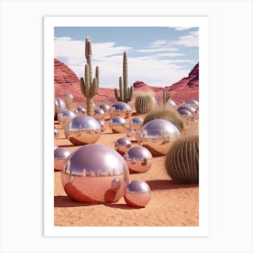 Disco Balls 3d In The Desert 1 Art Print