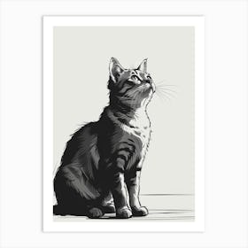 Black And White Drawing Of A Cat Art Print