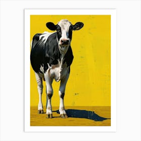 Cow On A Yellow Background Art Print