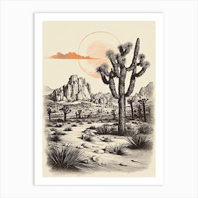 Joshua Tree National Park Retro Illustration 1 Art Print